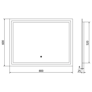 Oglindă de baie LED HEAT | 80x60cm | 6000K | Comutator tactil
