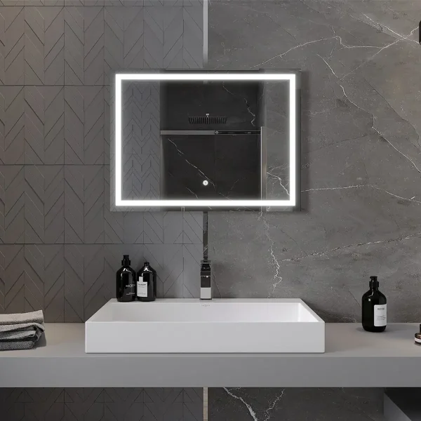Oglindă de baie LED HEAT | 80x60cm | 6000K | Comutator tactil