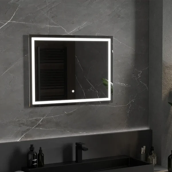 Oglindă de baie LED HEAT | 80x60cm | 6000K | Comutator tactil