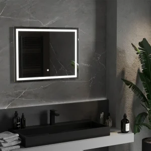 Oglindă de baie LED HEAT | 80x60cm | 6000K | Comutator tactil