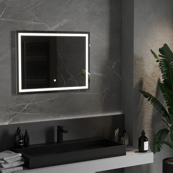 Oglindă de baie LED HEAT | 80x60cm | 6000K | Comutator tactil