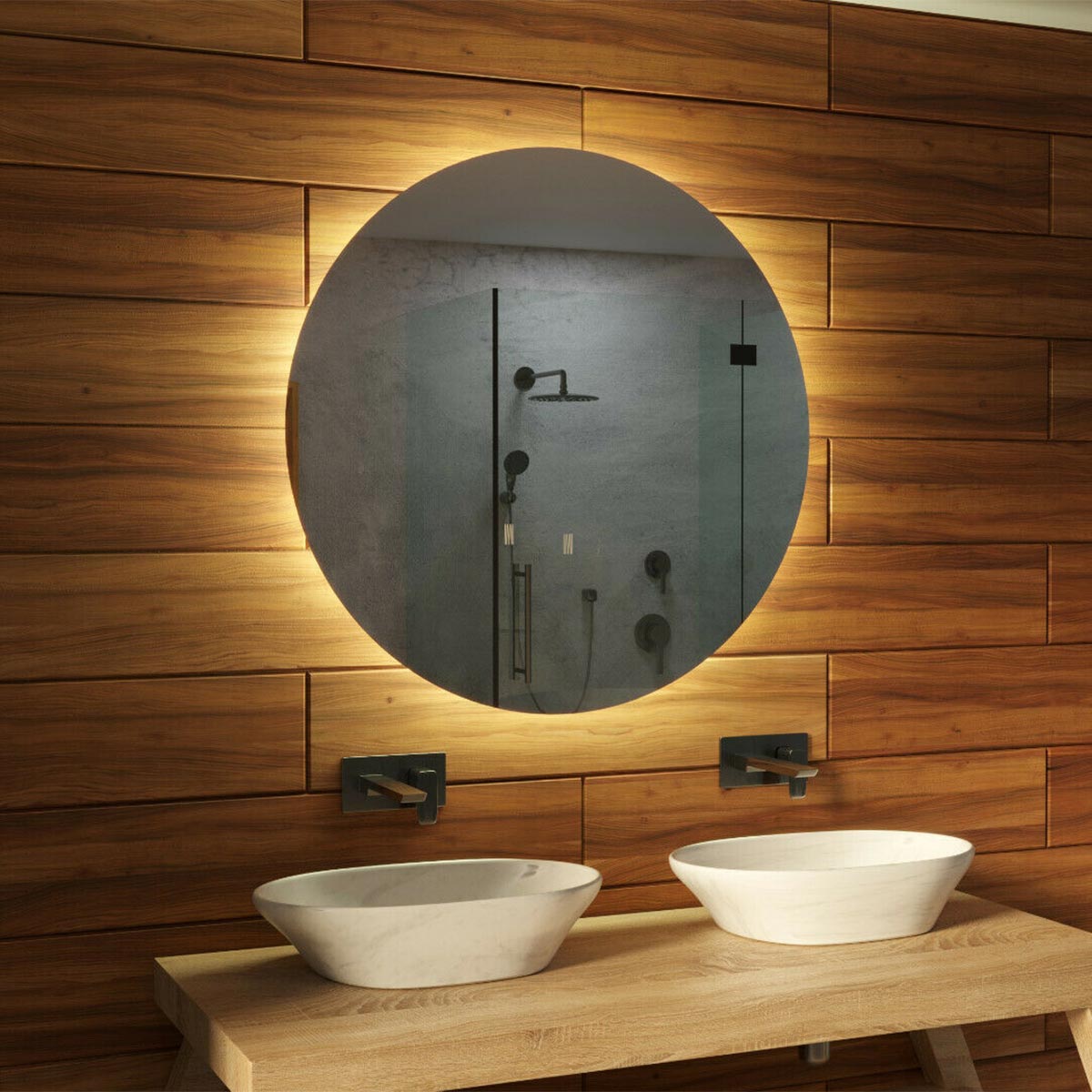 Oglindă de baie RUND MOTION - Ø40-120cm | Senzor de mișcare