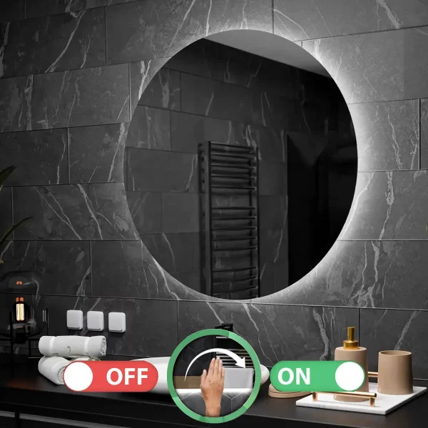 Oglindă de baie RUND MOTION - Ø40-120cm | Senzor de mișcare