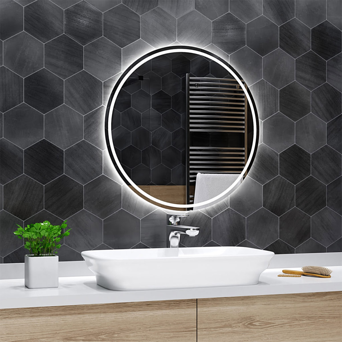 Oglindă rotundă cu iluminare LED LONDON