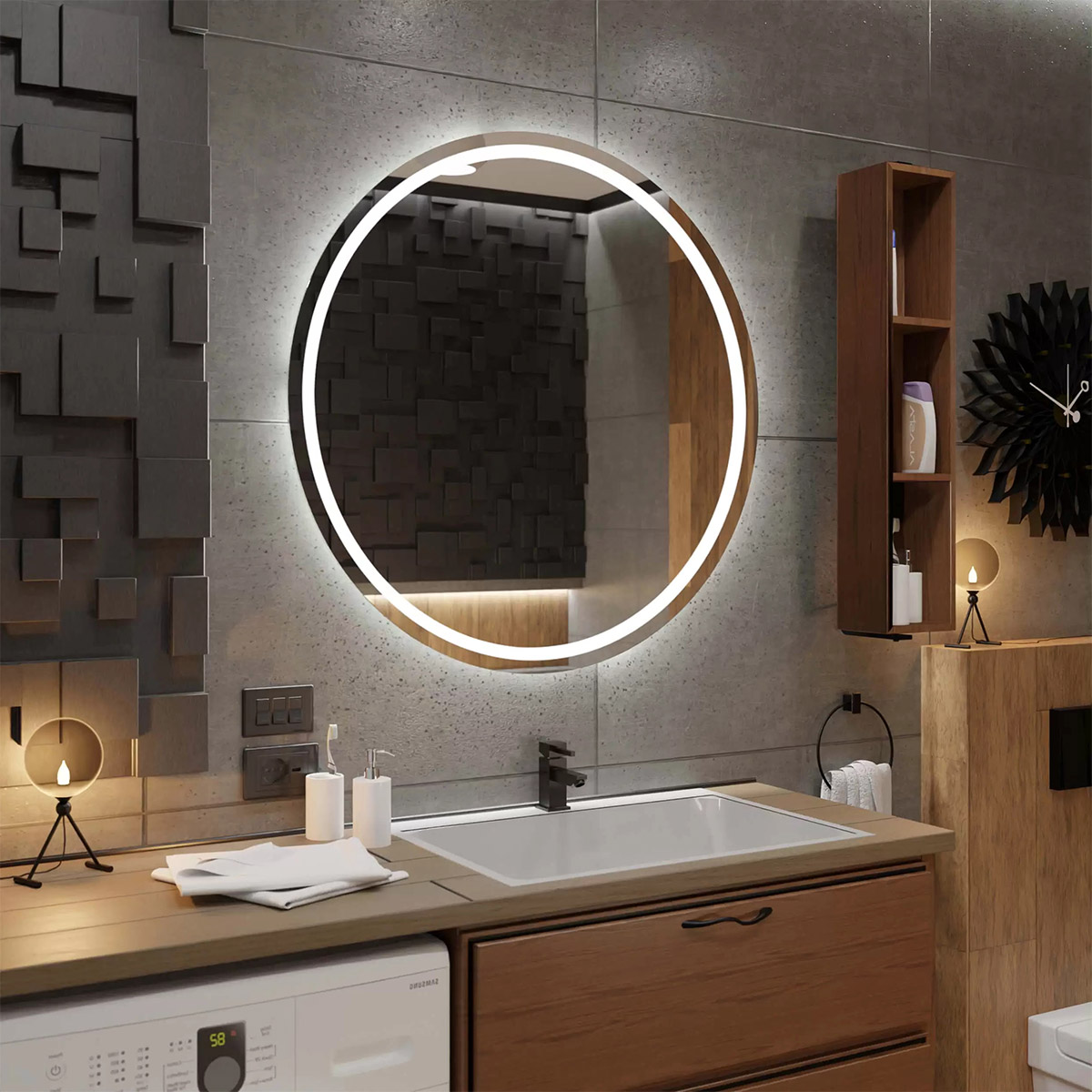 Oglindă rotundă cu iluminare LED LONDON