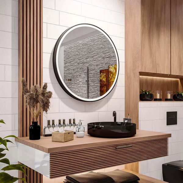 Oglindă cu cadru din aluminiu ADEL - Ø60-120cm