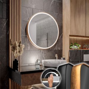 Oglindă cu cadru din aluminiu ADEL MOTION - Ø60-120cm | Senzor de mișcare