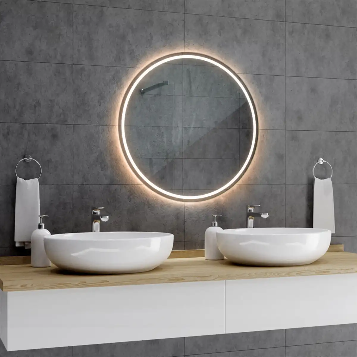 Oglindă rotundă cu iluminare LED LONDON