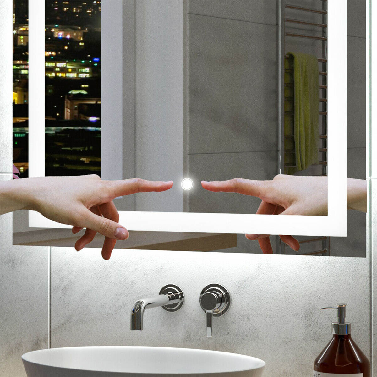 Oglindă de baie MALAGA TOUCH cu iluminare LED | Comutator tactil