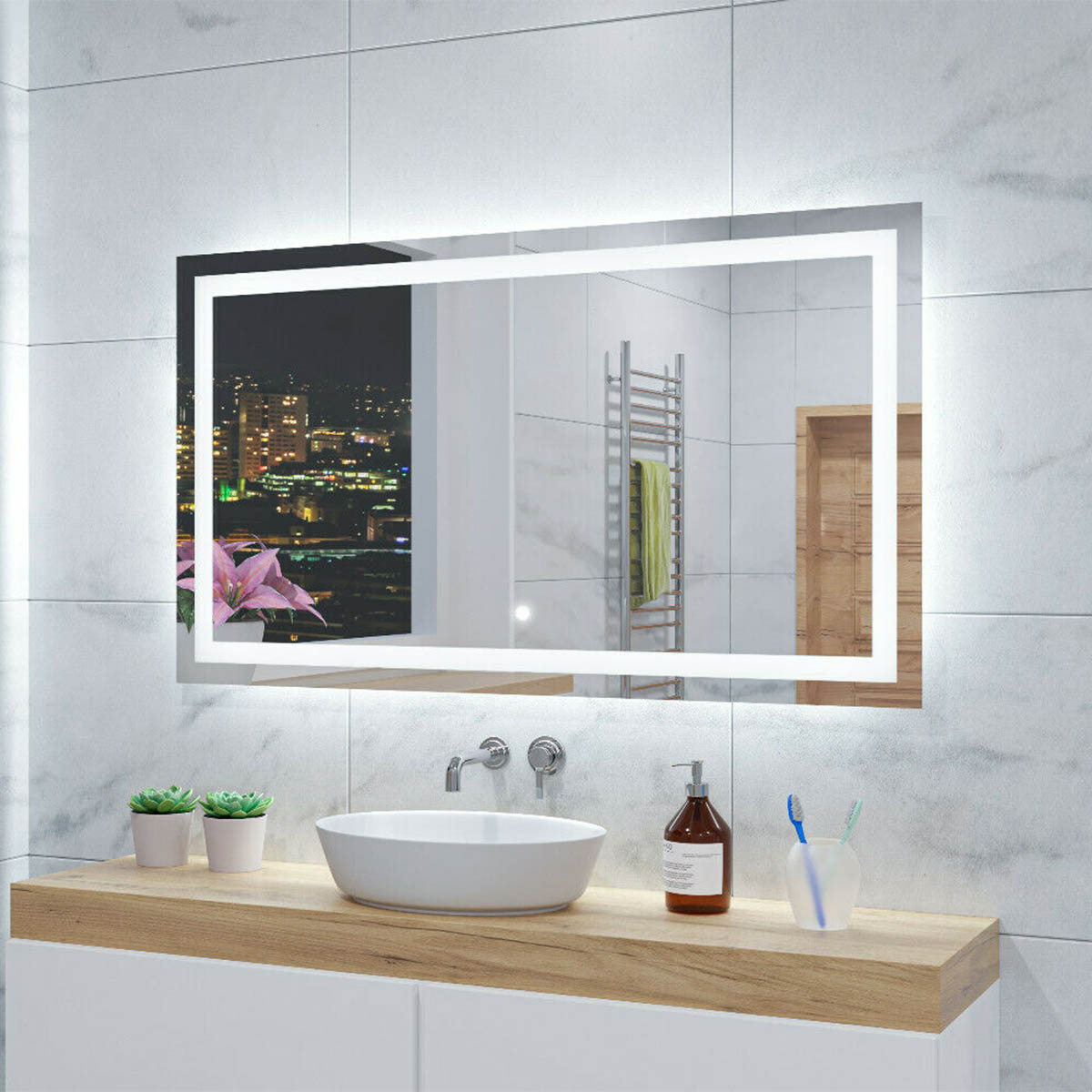 Oglindă de baie MALAGA TOUCH cu iluminare LED | Comutator tactil