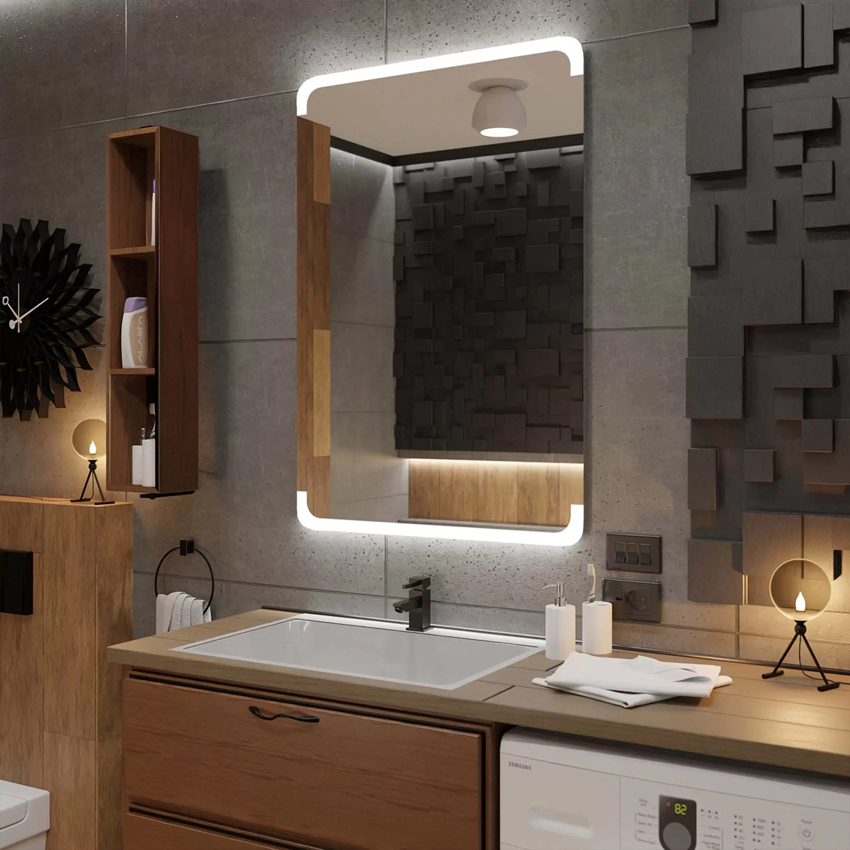 Oglindă cu colțuri rotunde