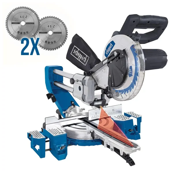 Fierăstrău circular staţionar cu sanie de glisare HM90SL | 2200W | 65x300mm | Scheppach