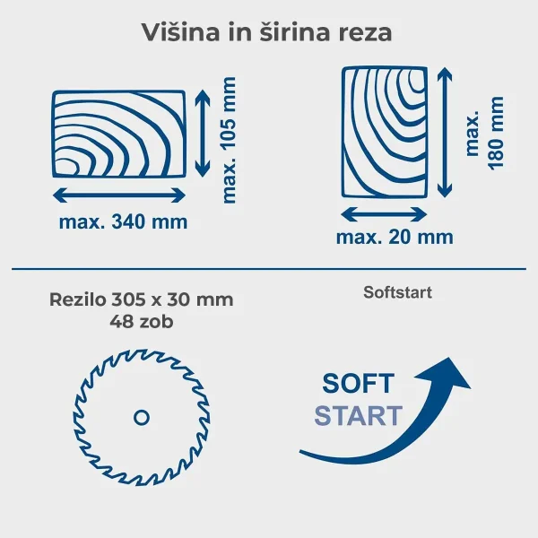 Fierăstrău circular staţionar cu sanie de glisare HM305SL | 180mm | 2000W | Scheppach