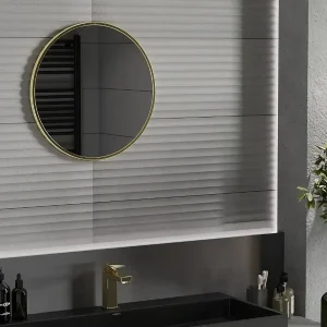 Oglindă de perete rotundă ALU Loft | Negru/Auriu | Mexen