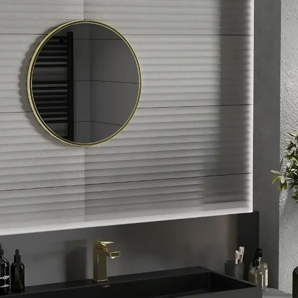Oglindă de perete rotundă ALU Loft | Negru/Auriu | Mexen