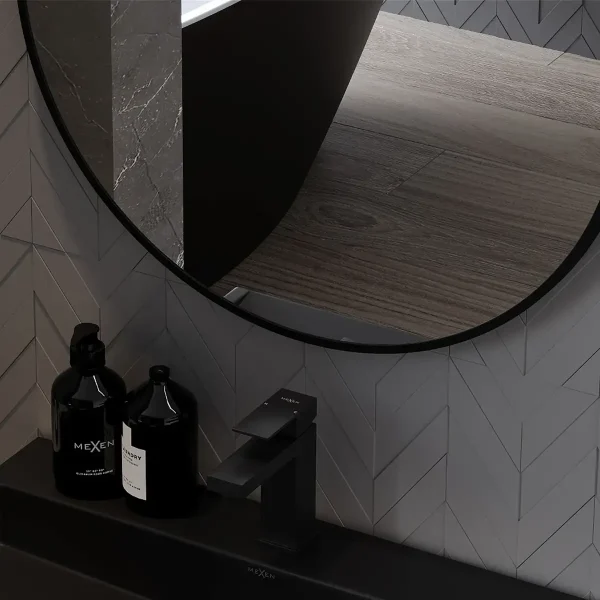 Oglindă de perete rotundă ALU Loft | Negru/Auriu | Mexen