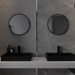 Oglindă de perete rotundă ALU Loft | Negru/Auriu | Mexen