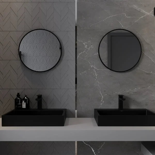 Oglindă de perete rotundă ALU Loft | Negru/Auriu | Mexen