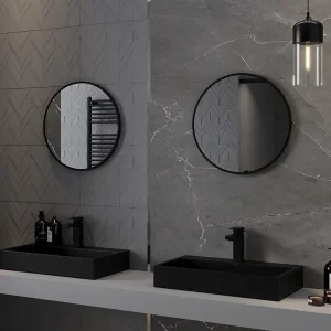 Oglindă de perete rotundă ALU Loft | Negru/Auriu | Mexen