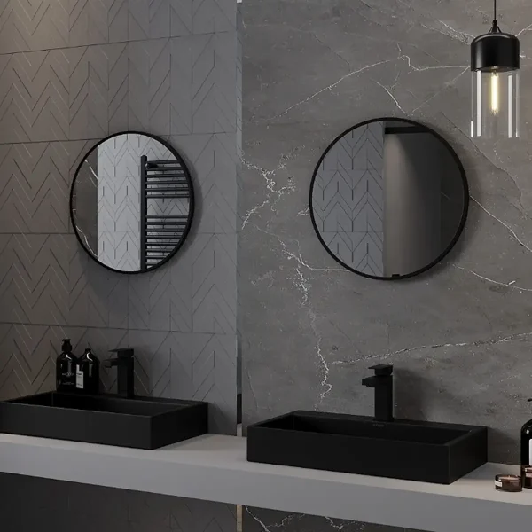 Oglindă de perete rotundă ALU Loft | Negru/Auriu | Mexen