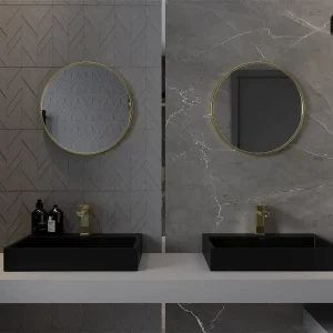 Oglindă de perete rotundă ALU Loft | Negru/Auriu | Mexen