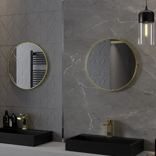 Oglindă de perete rotundă ALU Loft | Negru/Auriu | Mexen