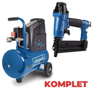 SET| Compresor de aer cu pistol pneumatic pentru cuie | Scheppach