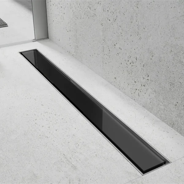 Rigolă de scurgere pentru duș GLASS | Sticlă neagră | 50-100 cm | Mexen