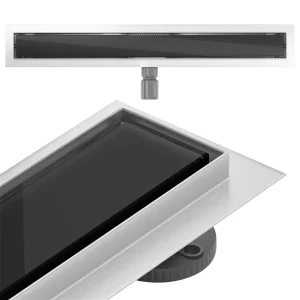 Rigolă de scurgere pentru duș GLASS | Sticlă neagră | 50-100 cm | Mexen