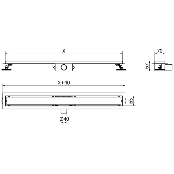 Rigolă de scurgere pentru duș WAWES | 50-100 cm | Mexen