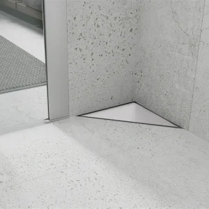 Rigolă de duș cu montare pe colț TRIAN | 20 cm | Inox și Negru | Mexen