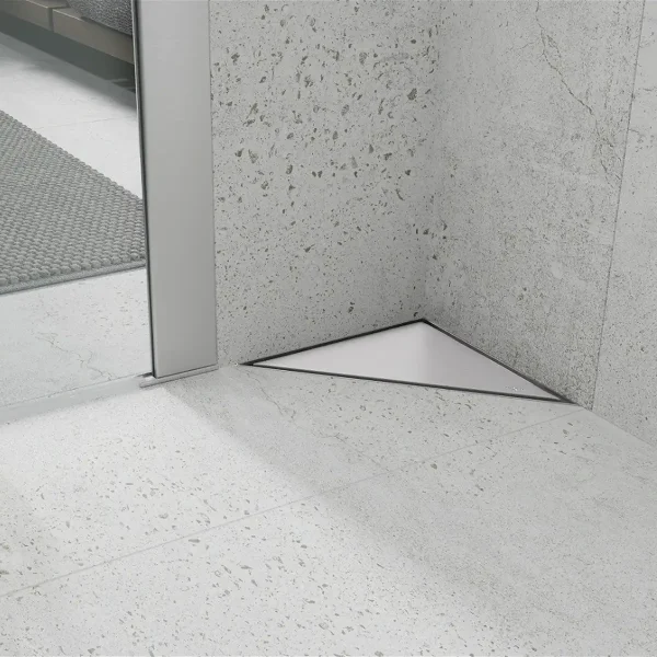 Rigolă de duș cu montare pe colț TRIAN | 20 cm | Inox și Negru | Mexen