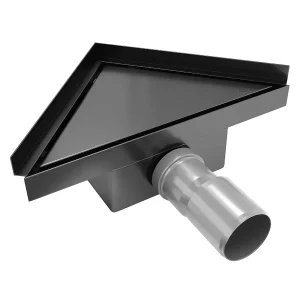 Rigolă de duș cu montare pe colț TRIAN | 20 cm | Inox și Negru | Mexen