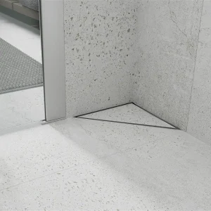 Rigolă de duș cu montare pe colț TRIAN | 20 cm | Inox și Negru | Mexen