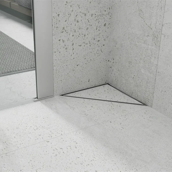 Rigolă de duș cu montare pe colț TRIAN | 20 cm | Inox și Negru | Mexen