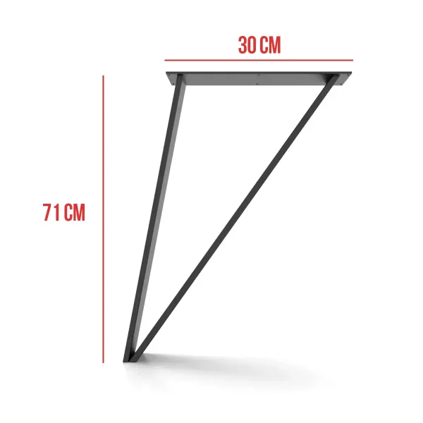 Picioare de masă ANGLE | 71cm | 4 bucăți | Negru MAT