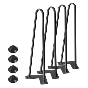 Picioare de masă Hairpin cu 2 tije | 20 - 71 cm | 4-bucăți | Negre