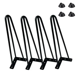 Picioare de masă Hairpin cu 3 tije | 20 - 86 cm | 4-bucăți | Negre