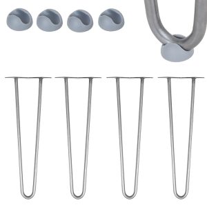 Picioare de masă Hairpin cu 2 tije | 10 - 86 cm | Argintii