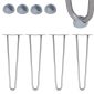 Picioare de masă Hairpin cu 2 tije | 10 - 86 cm | Argintii