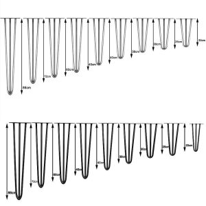 Picioare de masă Hairpin cu 3 tije | 20 - 86 cm | 4-bucăți | Negre - imagine 7