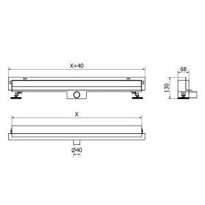 Rigolă de duș cu scurgere în perete COSTA | 2în1 | 60-100 cm | Mexen