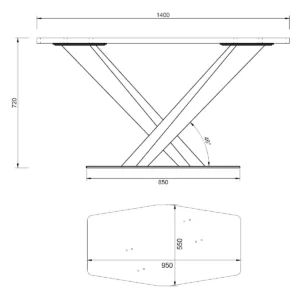 Picioare de masă TWIN - 73cm - Negru MAT