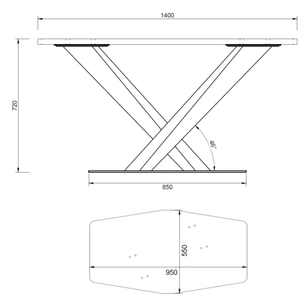 Picioare de masă TWIN - 73cm - Negru MAT