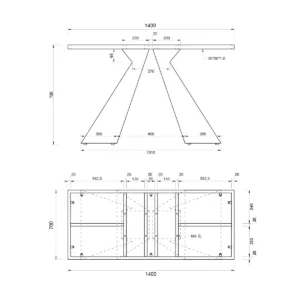 Suport de masă TOWER - 72 cm - Negru MAT
