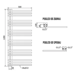 Calorifer de baie modern Neptun - 1200x500mm - Auriu - Mexen