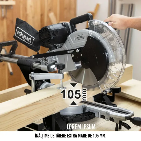Fierăstrău profesional culisant și pendular HM140L-BE - 2000W - 305mm - Scheppach Black Edition Fierăstrău profesional culisant și pendular HM140L-BE - 2000W - 305mm - Scheppach Black Edition